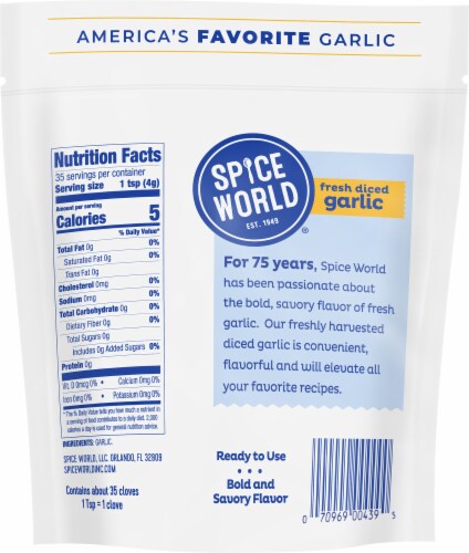 Spice World® Fresh Diced Garlic Perspective: back
