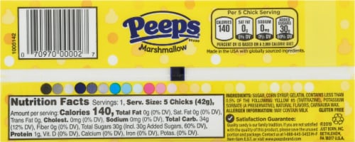 Peeps® Yellow Marshmallow Chicks Easter Candy Perspective: back