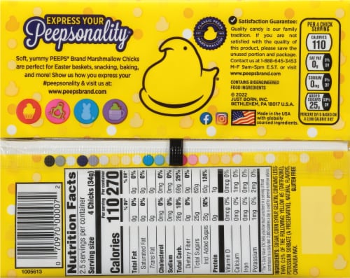 Peeps® Marshmallow Yellow Chicks Easter Candy Pack Perspective: back