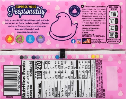 Peeps® Pink Marshmallow Chicks Easter Candy Pack Perspective: back