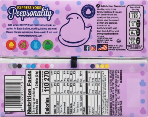 Peeps® Lavender Marshmallow Chicks Easter Candy Pack Perspective: back