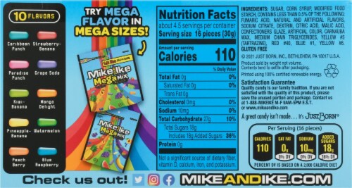 Mike & Ike® Mega Mix Chewy Assorted Fruit Flavored Candies Perspective: back
