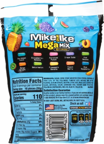 Mike & Ike® Gluten-Free Mega Mix Chewy Assorted Fruit Candies Perspective: back
