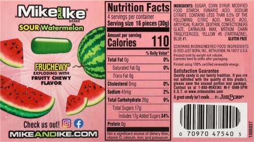 Mike & Ike® Sour Watermelon Flavored Candy Box Perspective: back