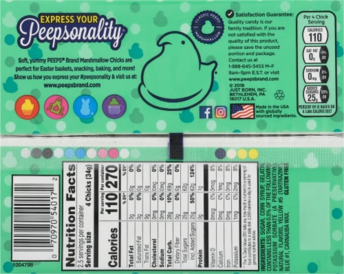 Peeps® Green Marshmallow Chicks Easter Candy Perspective: back