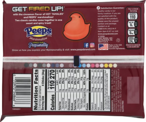 Peeps® Hot Tamales Fierce Cinnamon Flavored Marshmallow Treats Easter Candy Perspective: back
