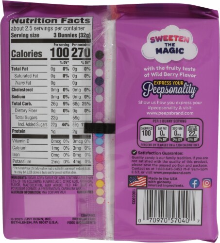 Peeps® Sparkly Wildberry Marshmallow Bunnies Easter Candy Perspective: back