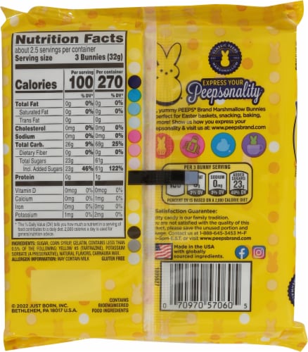 Peeps® Marshmallow Yellow Bunnies Easter Candy Pack Perspective: back