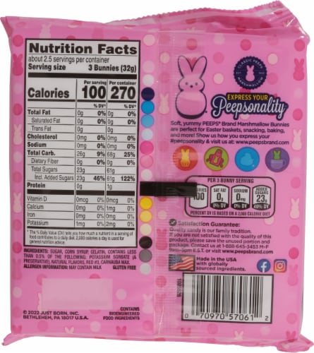 Peeps® Marshmallow Pink Bunnies Easter Candy Pack Perspective: back