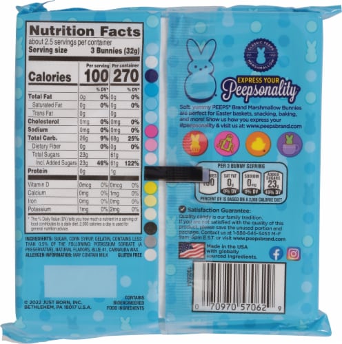 Peeps® Marshmallow Blue Bunnies Easter Candy Pack Perspective: back