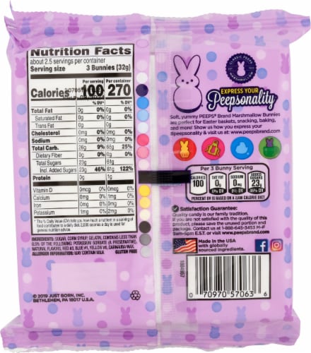Peeps® Lavender Marshmallow Bunnies Easter Candy Perspective: back