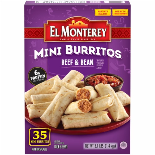 El Monterey® Mini Beef & Bean Burritos Perspective: back
