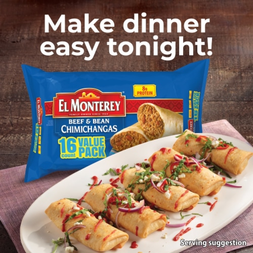 El Monterey® Beef and Bean Frozen Chimichangas Family Size, 8 ct / 30.4 oz  - Pay Less Super Markets