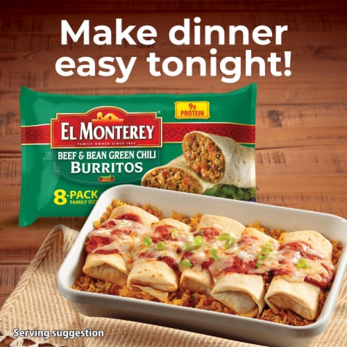 El Monterey Beef & Bean Chimichangas, 32 oz, 8 Count (Frozen)