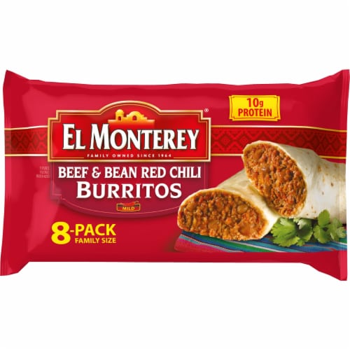 El Monterey® Beef and Bean Red Chili Burritos Family Pack Frozen Perspective: back