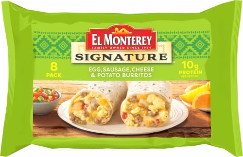 El Monterey® Signature Egg Sausage Cheese & Potato Frozen Breakfast Burritos Perspective: back