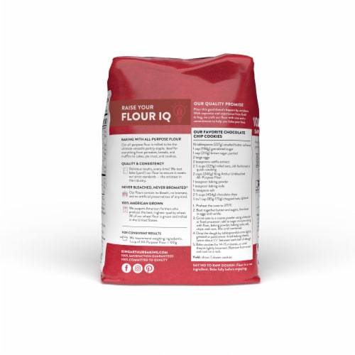 King Arthur All Purpose Unbleached Flour, Non-GMO Project, Certified Kosher, No Preservatives Perspective: back