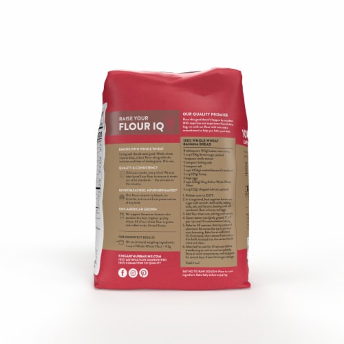 King Arthur Whole Wheat Flour, 100% Whole Grain, Non-GMO Project Verified, Certified Kosher Perspective: back