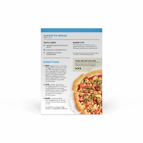 King Arthur Gluten-Free Bread and Pizza Mix, Non-GMO Project Verified, Certified Kosher Perspective: back