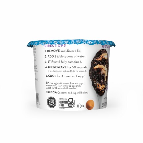 King Arthur Gluten-Free Single Serve Chocolate Cake With Salted Caramel Chips, Non-GMO Perspective: back