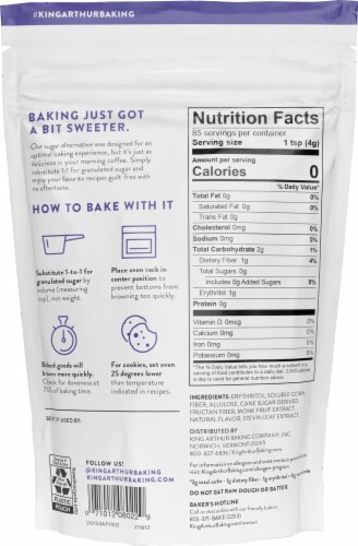 King Arthur Baking Sugar Alternative Perspective: back