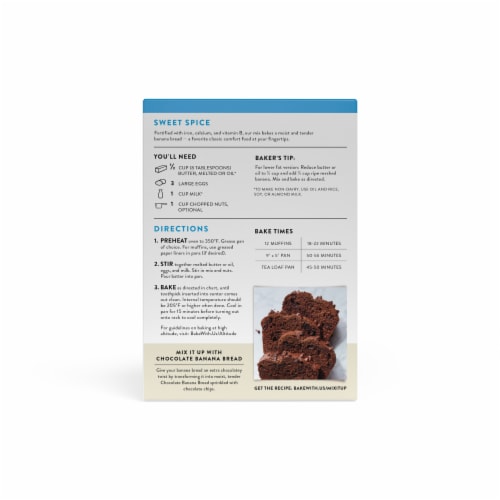 King Arthur Banana Bread + Muffin Mix, Gluten-Free, Non-GMO Project Verified, Certified Kosher Perspective: back