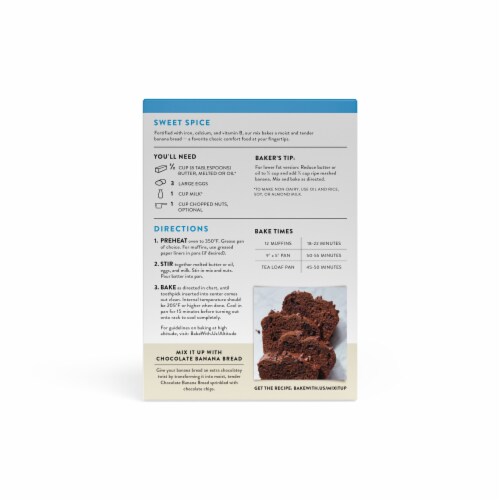 King Arthur Banana Bread + Muffin Mix, Gluten-Free, Non-GMO Project Verified, Certified Kosher Perspective: back