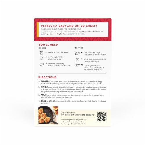 King Arthur Baking Company Pull-Apart Garlic Bread Mix Kit, Baking Mix - Ready in 1 hour Perspective: back
