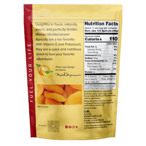 Mariani® Mediterranean Apricots Perspective: back