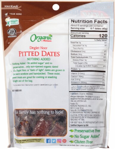 Mariani® Organic Deglet Noor Pitted Dates Perspective: back