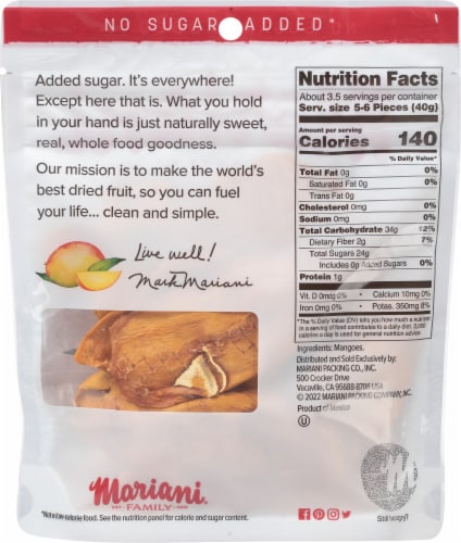 Mariani Family No Sugar Added Dried Mangos Perspective: back