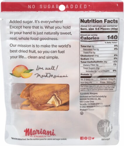 Mariani Family No Sugar Added Dried Mangos Perspective: back