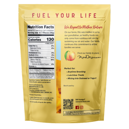 Mariani® Family Simply Dried No Sugar Added Peach Halves Perspective: back