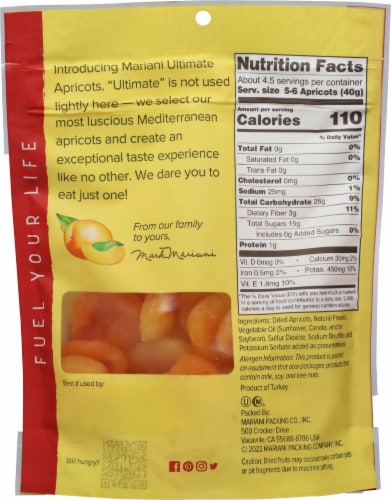 Mariani® Ultimate Dried Apricots Perspective: back