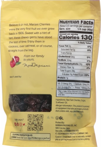 Mariani® Sweetened Dried Cherries Perspective: back