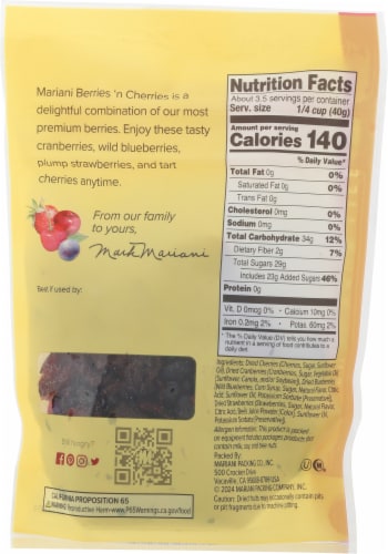 Mariani® Sweetened Dried Berries' n Cherries Perspective: back