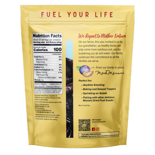 Mariani® Pitted Dried Prunes Perspective: back