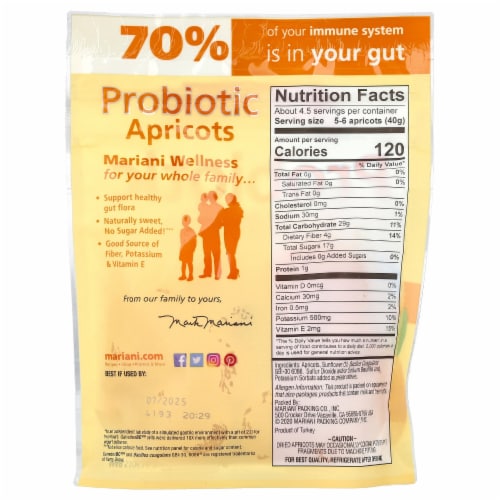 Mariani Probiotic Apricots Perspective: back