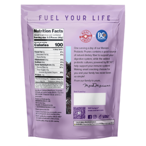 Mariani® Probiotic Prunes Perspective: back