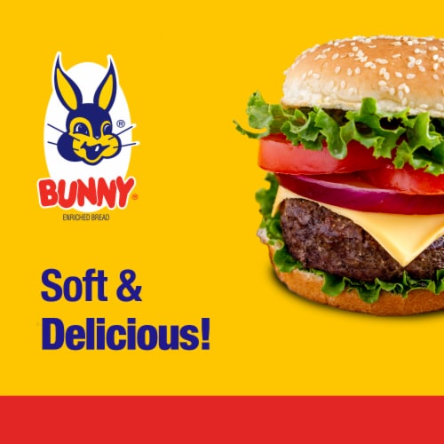 Bunny Bread Sesame Hamburger Buns Enriched White Bread Sesame Seeded Hamburger Buns Perspective: back