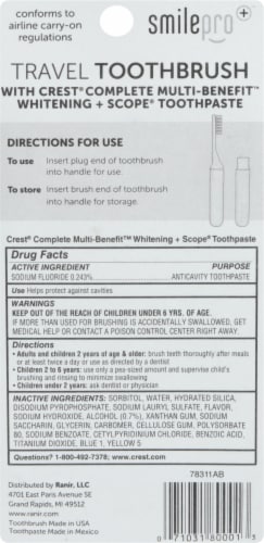 Smilepro™ Travel Toothbrush with Crest® Complete Toothpaste Perspective: back