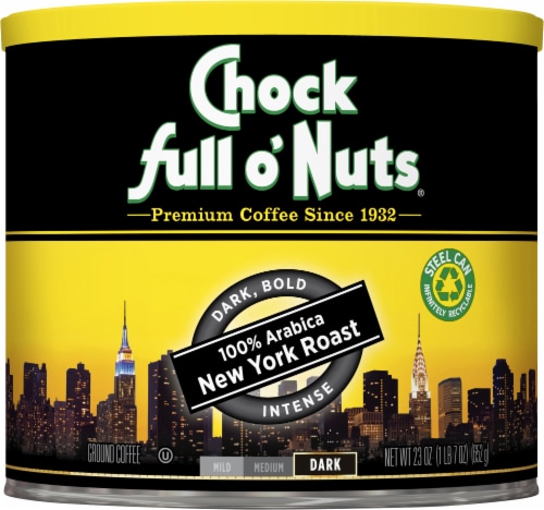 Chock Full o'Nuts® New York Dark Roast Ground Coffee Can Perspective: back