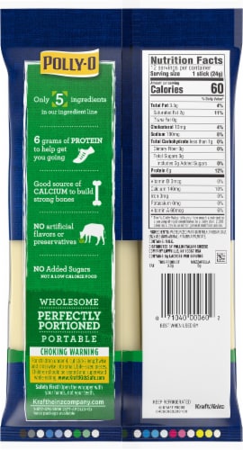 Polly-O Reduced Fat Mozzarella String Cheese Snacks Perspective: back