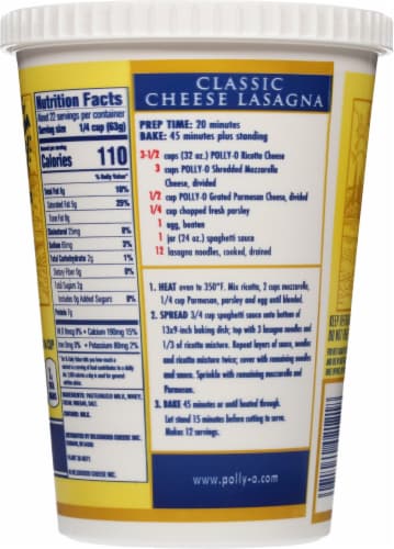 Polly-O® Original Whole Milk Ricotta Cheese Perspective: back