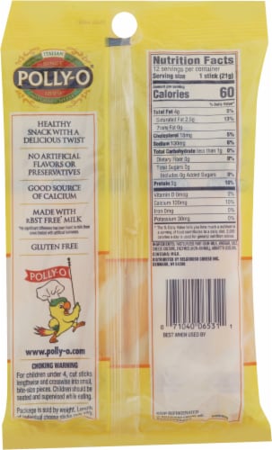 Polly-O® Twists Mozzarella & Cheddar String Cheese Snacks Perspective: back