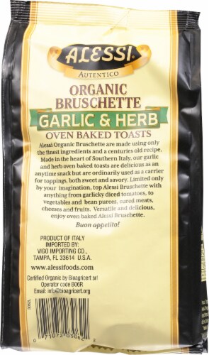 Alessi® Organic Italian Garlic & Herb Bruschette Oven Baked Toasts Perspective: back