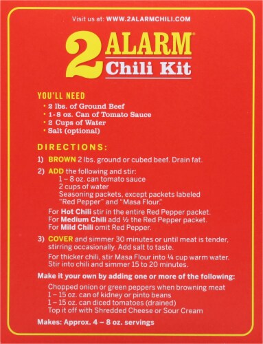 Wick Fowler's® Texas Style 2 Alarm® Chili Kit Perspective: back