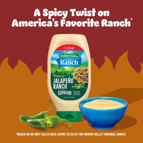 Hidden Valley Creamy Jalapeño Ranch Condiment and Dressing, Bottle Perspective: back