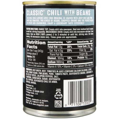 Stagg® Chili Classic Chili with Beans Perspective: back