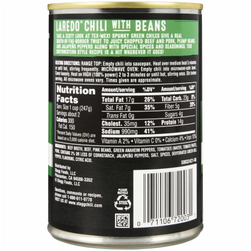 Stagg® Chili Laredo Chili with Beans Perspective: back
